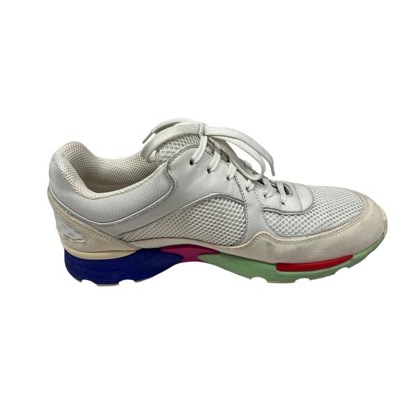 Chanel Interlocking CC Logo Mesh Leather Sneakers White Multi Color Size EUR 40 - Picture 3 of 12
